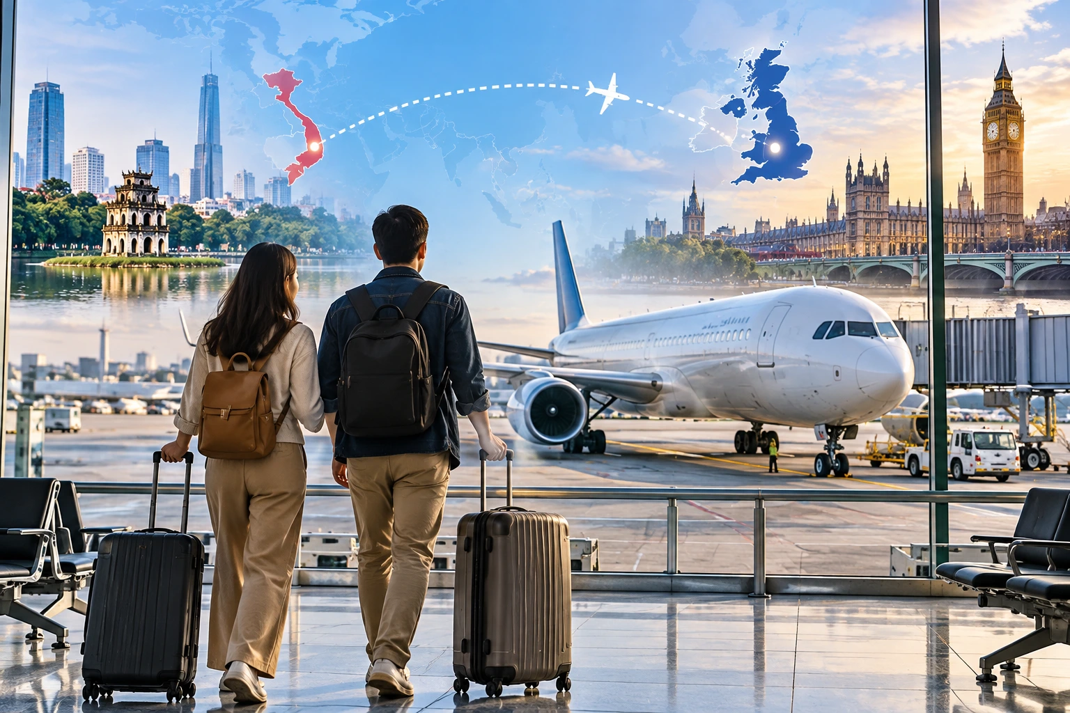 Vietnam Airlines là một trong những hãng hàng không khai thác chặng bay đi Anh