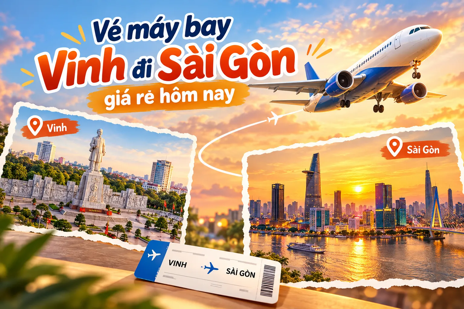 Vé máy bay Vinh đi Sài Gòn giá rẻ hôm nay