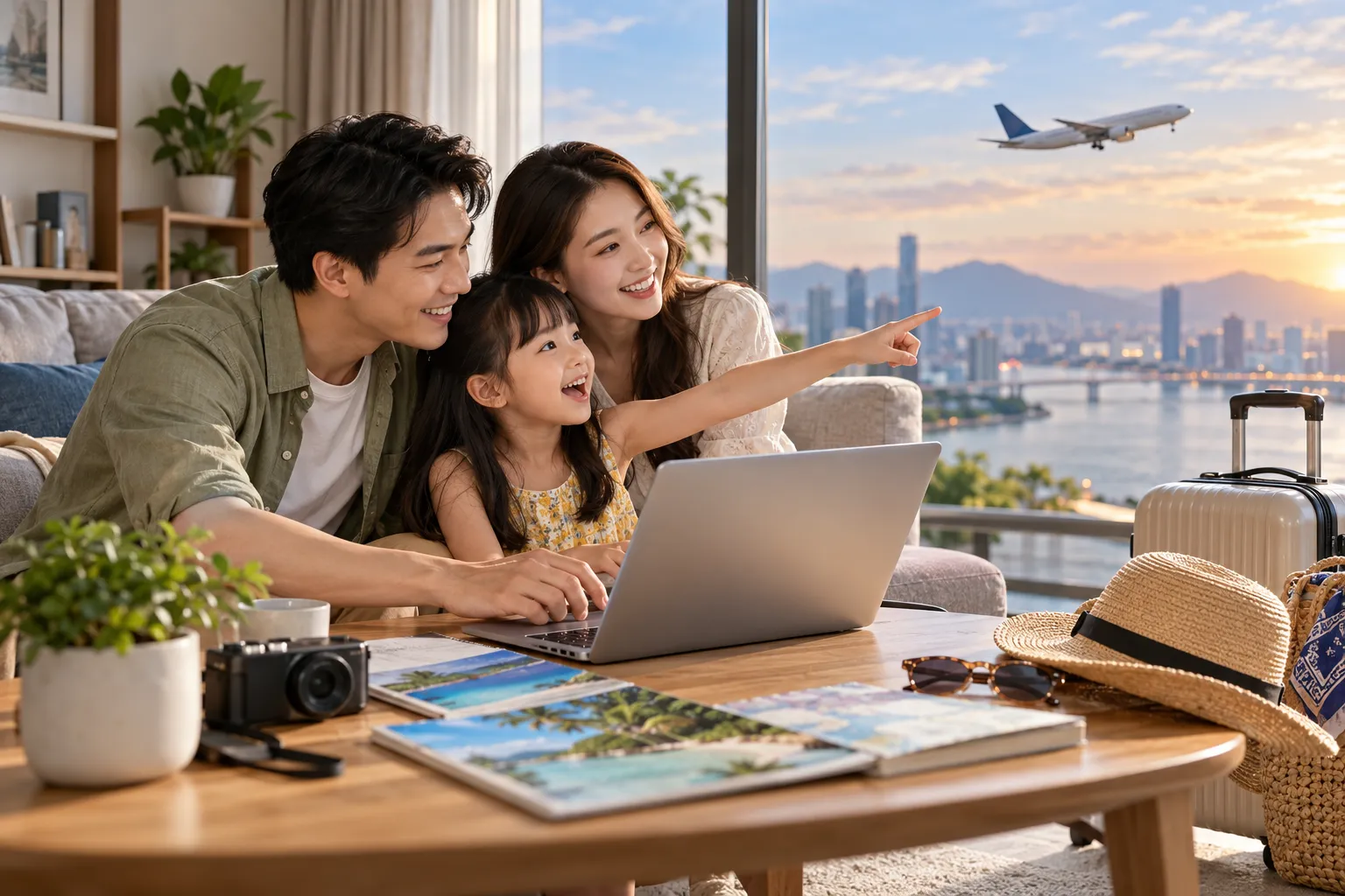 Gia đình cùng đặt vé máy bay cho kỳ nghỉ