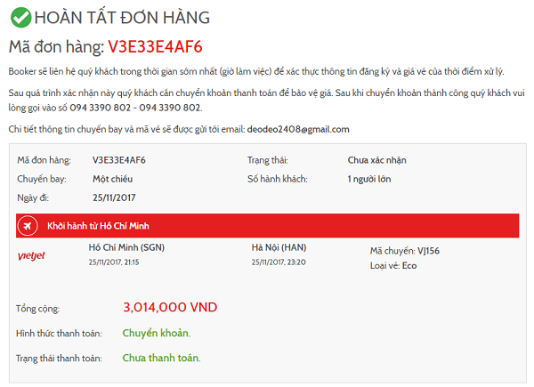 Thanh toán vé máy bay Vietjet (.net) tại ngân hàng