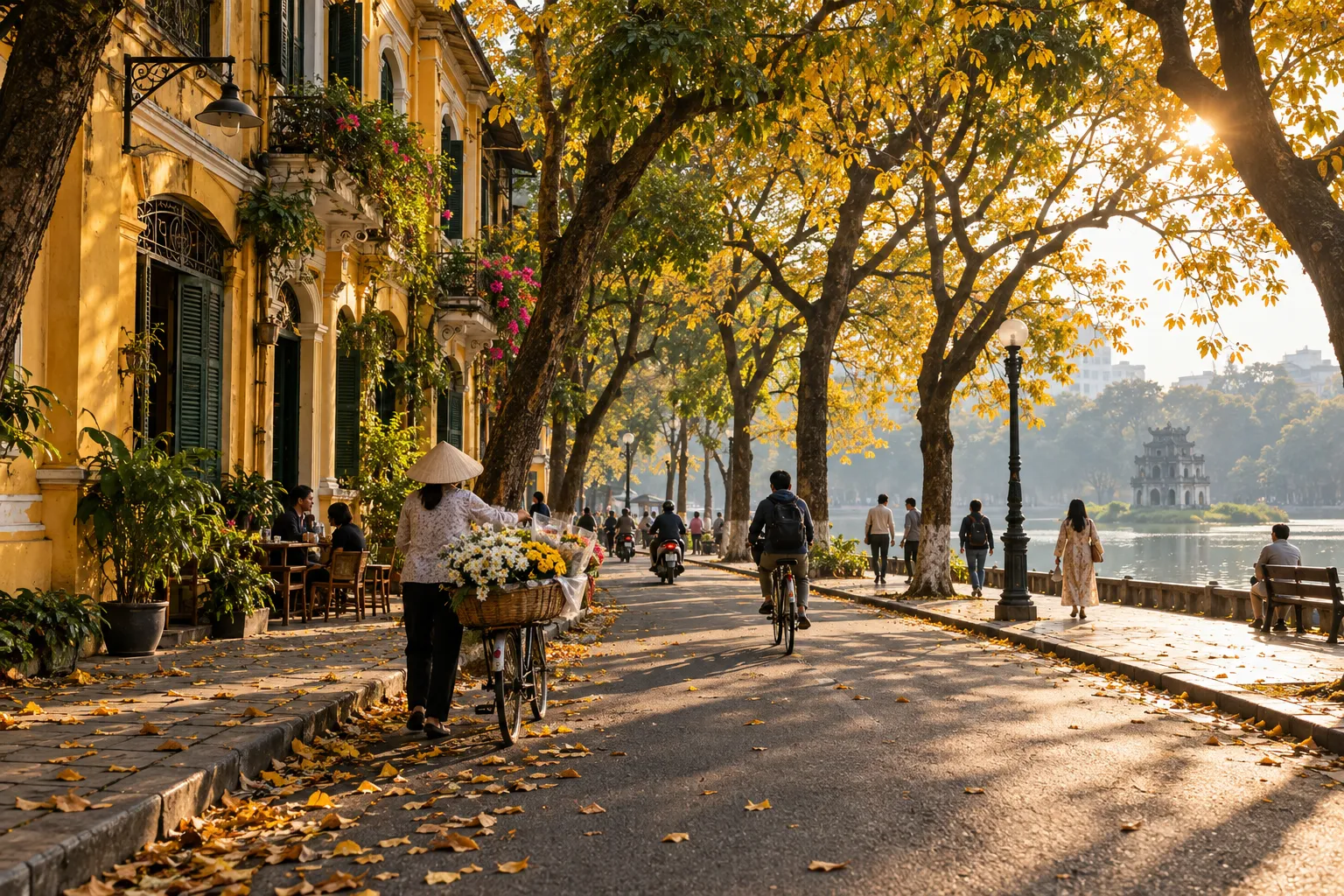 Mùa thu Hà Nội se lạnh thích hợp cho hành trình tham quan của du khách