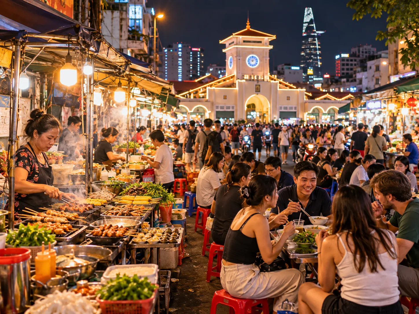 Chợ đêm Sài Gòn nhộn nhịp và đa dạng ẩm thực