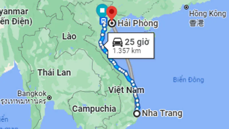 Khoảng cách Hải Phòng Nha Trang là 1100km chỉ với hơn 2 giờ bay