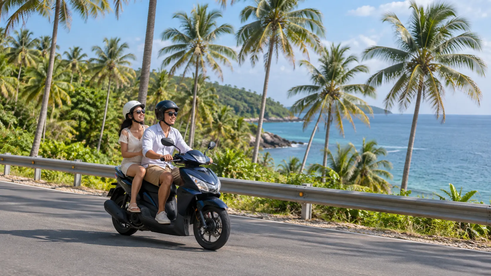 Phương tiện đi lại phổ biến ở Phú Quốc là xe máy hoặc taxi