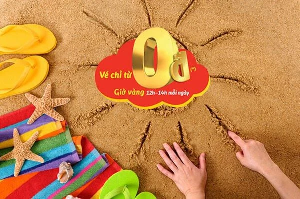 Vé máy bay Vietjet Air khuyến mãi 0 đồng lúc 12 trưa
