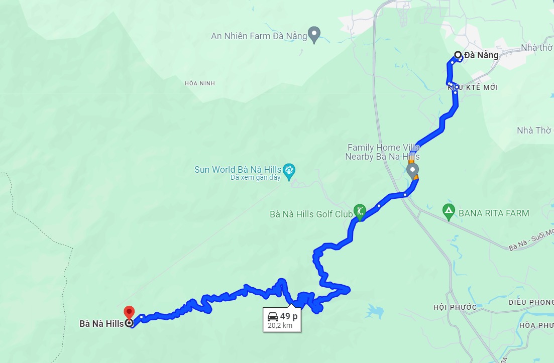 Từ Đà Nẵng đi Bà Nà bao nhiêu km