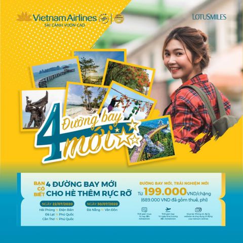 hãng hàng không Vietnam Airlines khai trương thêm 4 đường bay mới