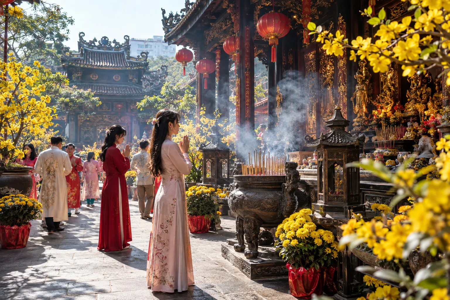 Người dân đi lễ chùa đầu năm tại Sài Gòn