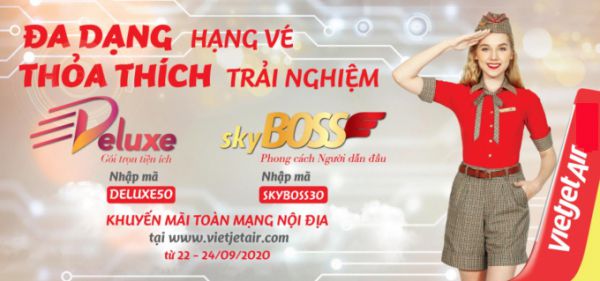 Hãng Vietjet áp dụng giảm 50% giá vé DELUXE và 30% giá vé SKYBOSS