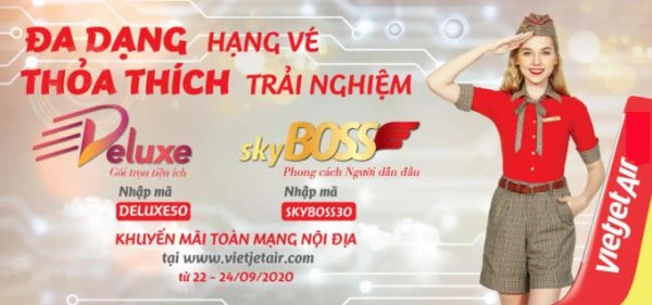 Hãng Vietjet áp dụng giảm 50% giá vé DELUXE và 30% giá vé SKYBOSS