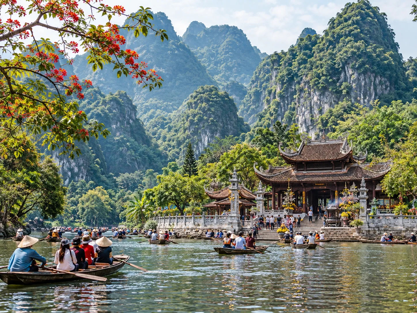 Đi thuyền dọc sông Yến vào chùa Hương
