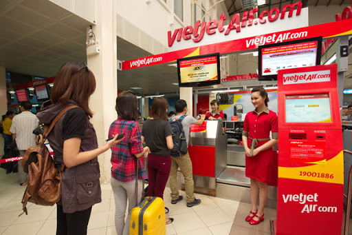 Quầy thủ tục Vietjet Air tại sân bay