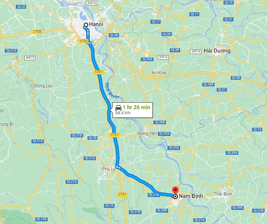 Từ Hà Nội đến Nam Định bao nhiêu km?