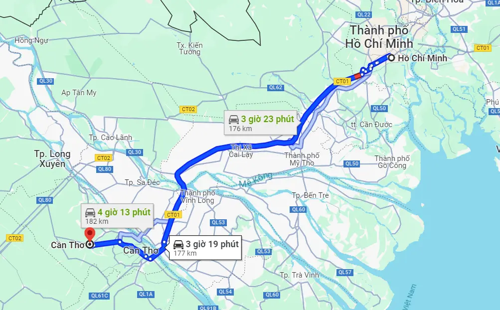Từ Sài Gòn đến Cần Thơ bao nhiêu km