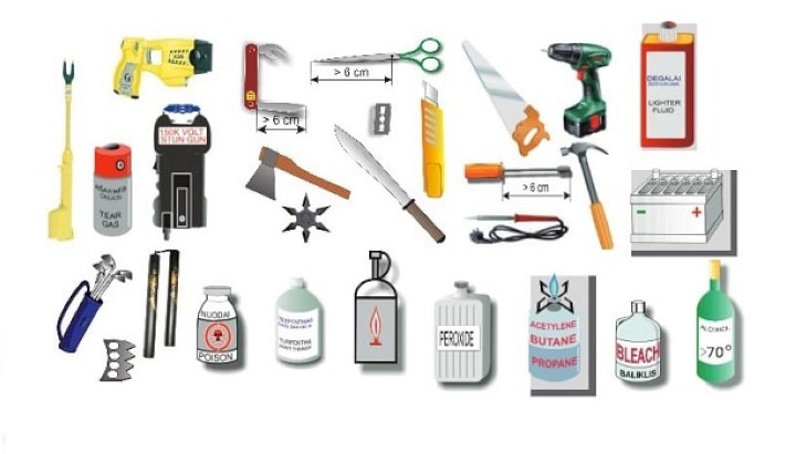 Các vật dụng không được mang lên máy bay
