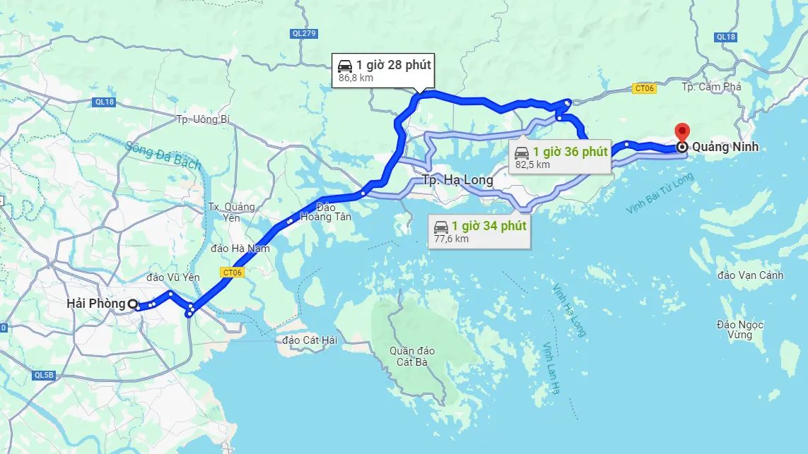 Từ Hải Phòng đến Quảng Ninh bao nhiêu km