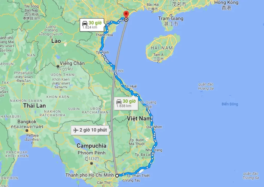 Từ Sài Gòn đến Quảng Ninh bao nhiêu km