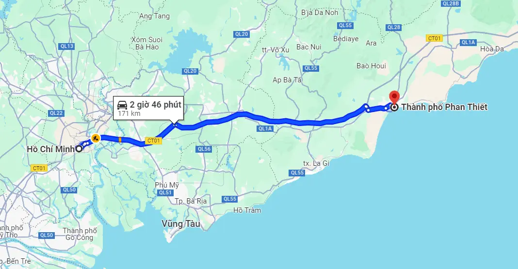 Từ Sài Gòn đến Phan Thiết bao nhiêu km