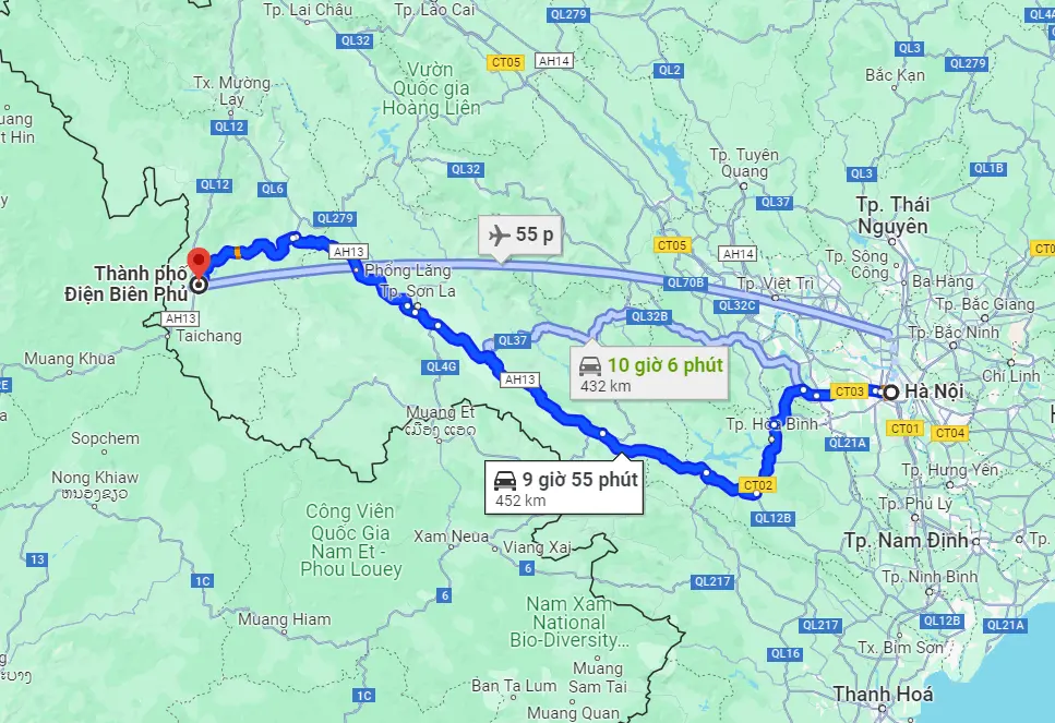 Từ Hà Nội đến Điện Biên bao nhiêu km