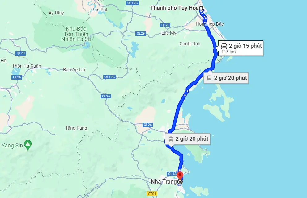 Từ Tuy Hòa đi Nha Trang bao nhiêu km