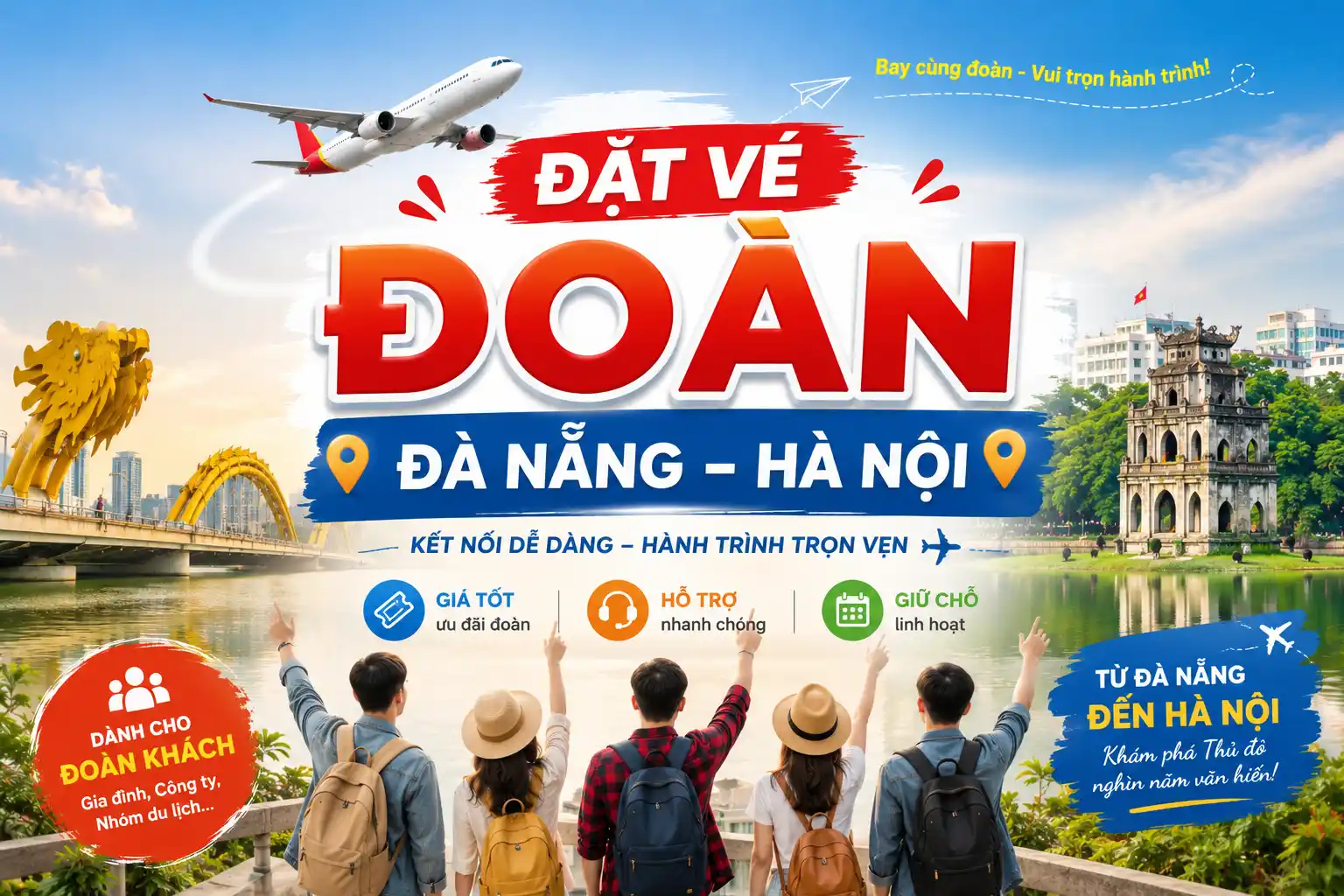 Đặt vé đoàn Đà Nẵng Hà Nội dễ dàng, nhận hỗ trợ nhanh chóng
