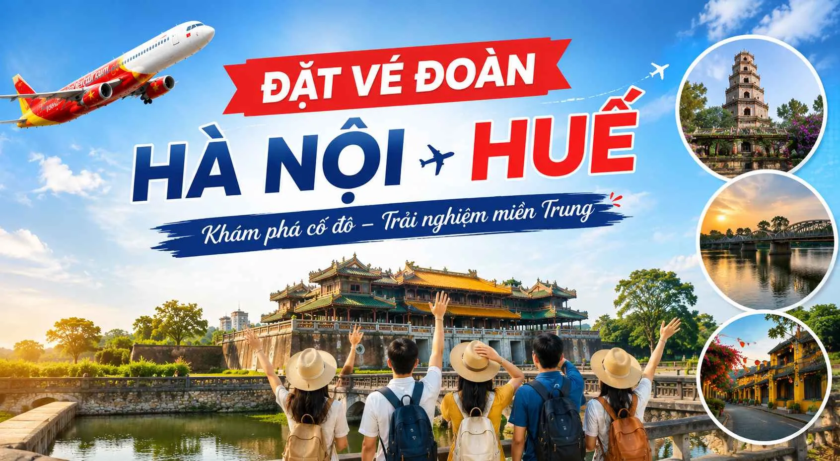 Đặt vé đoàn Hà Nội Huế dễ dàng cho đoàn đông người