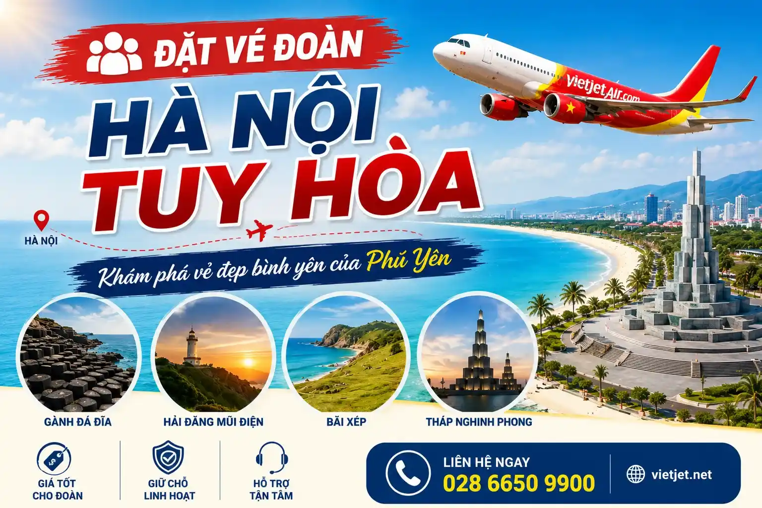 Đặt vé đoàn Hà Nội Tuy Hòa khám phá vẻ đẹp của Phú Yên