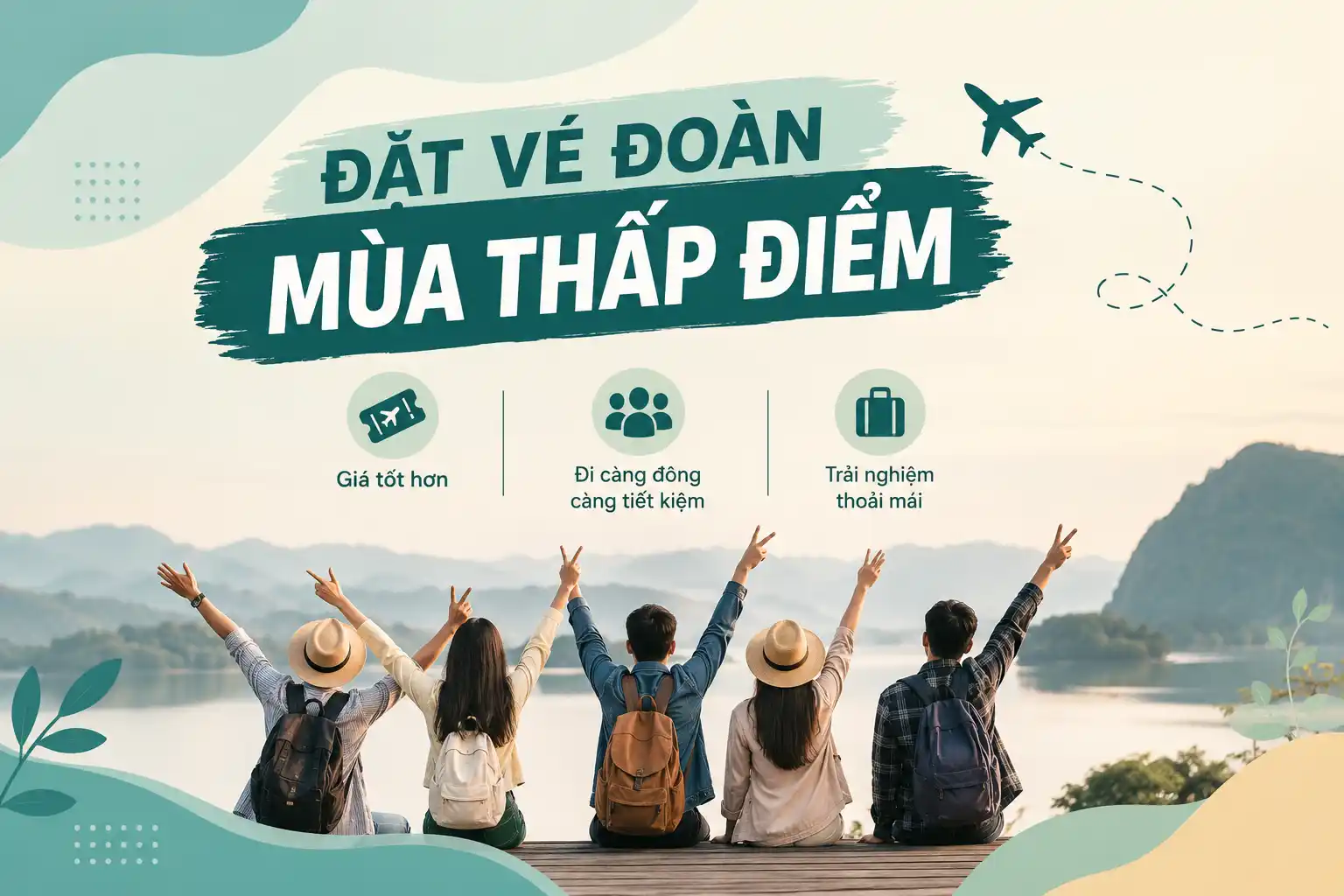 Đặt vé đoàn mùa thấp điểm, du lịch tiết kiệm cho nhóm đông người