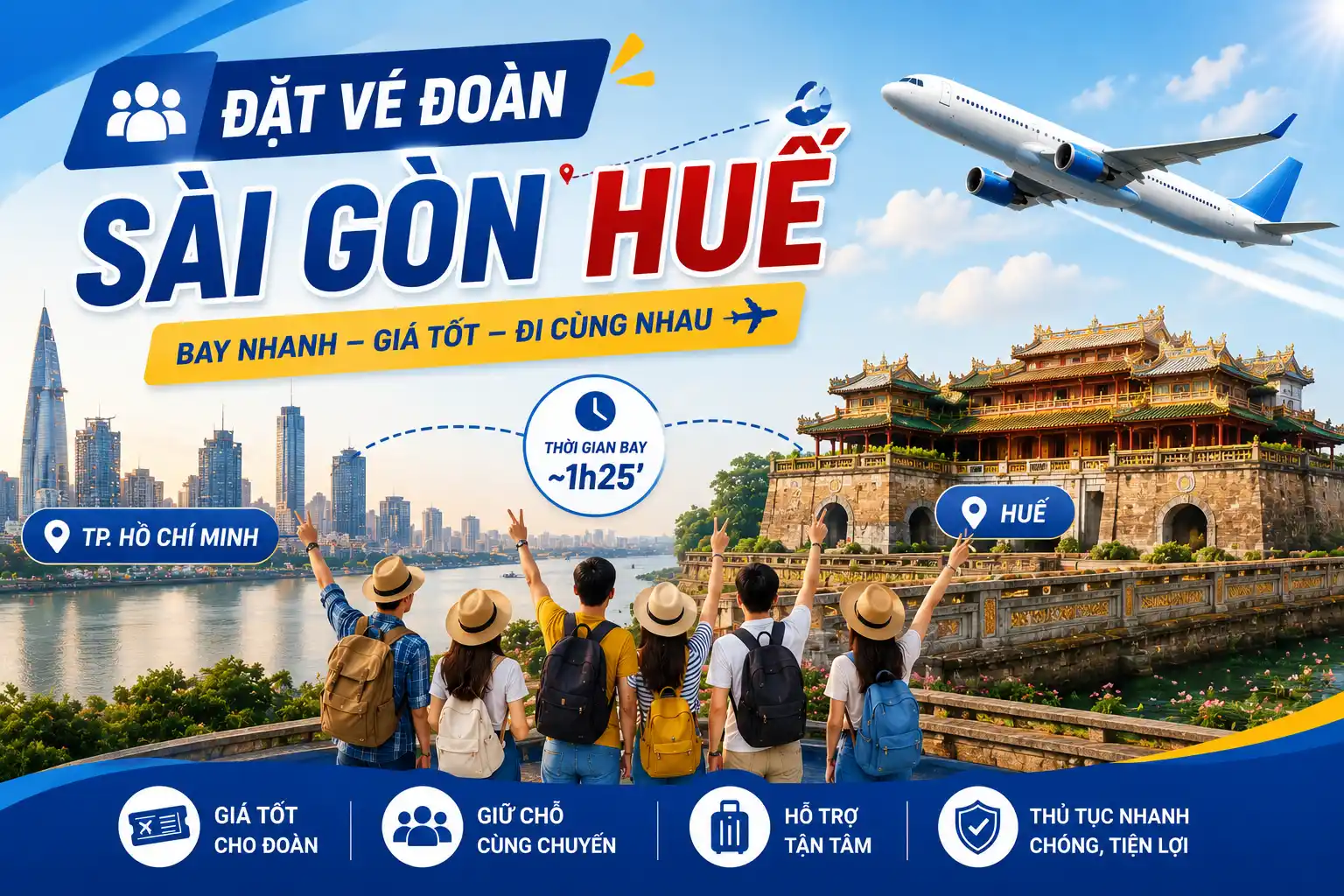 Đặt vé đoàn Sài Gòn Huế, hành trình gắn kết giữa lòng cố đô