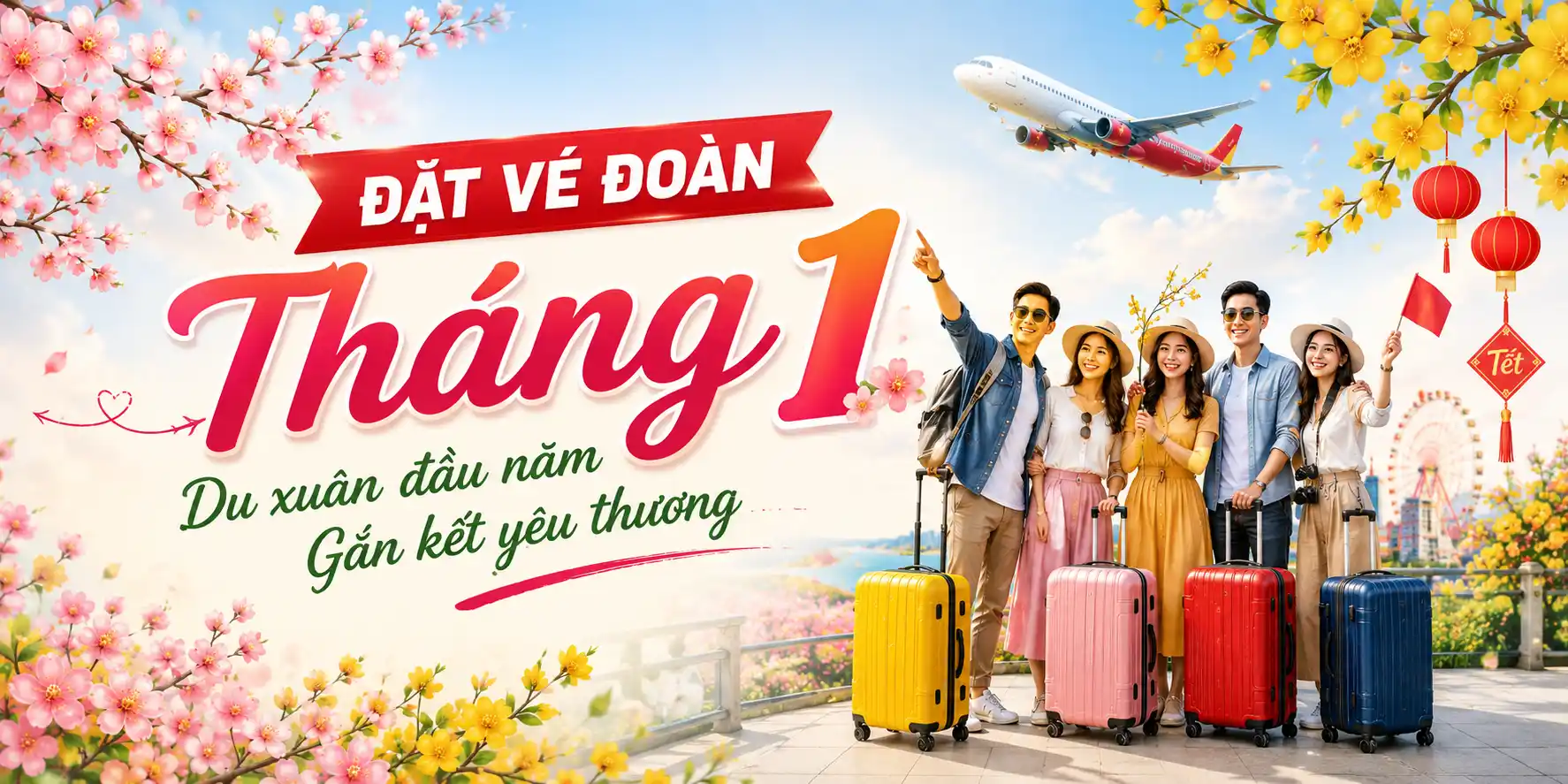 Đặt vé đoàn tháng 1 tiết kiệm cho nhóm đông người