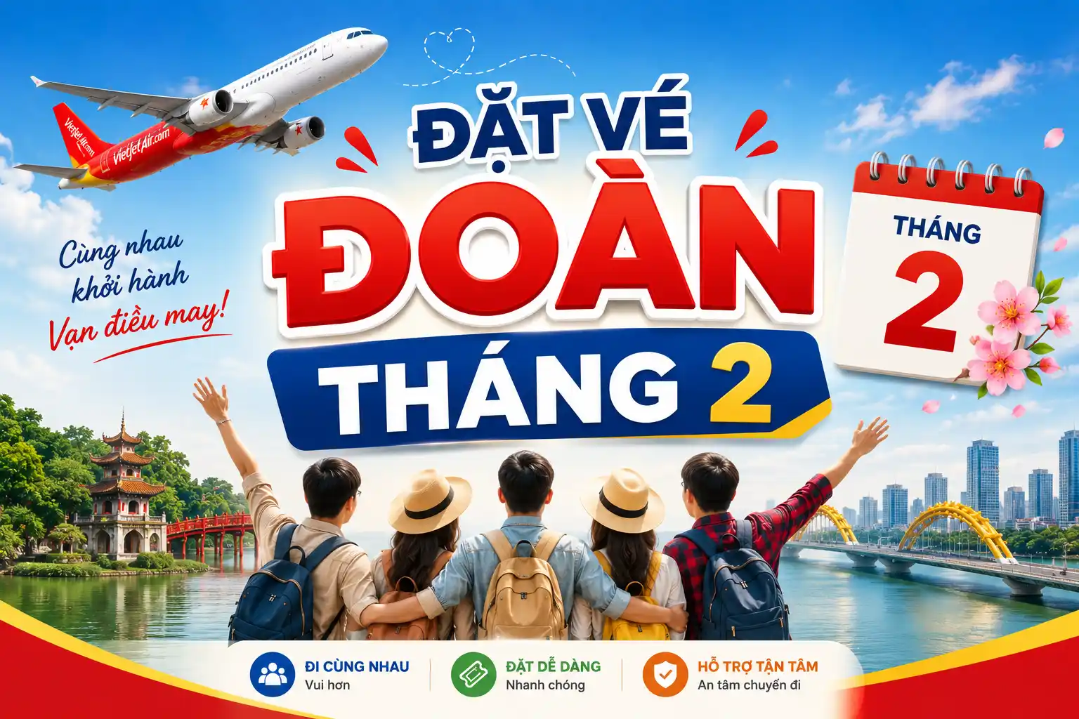 Đặt vé đoàn tháng 2 giá tốt tại Vietjet (.net)