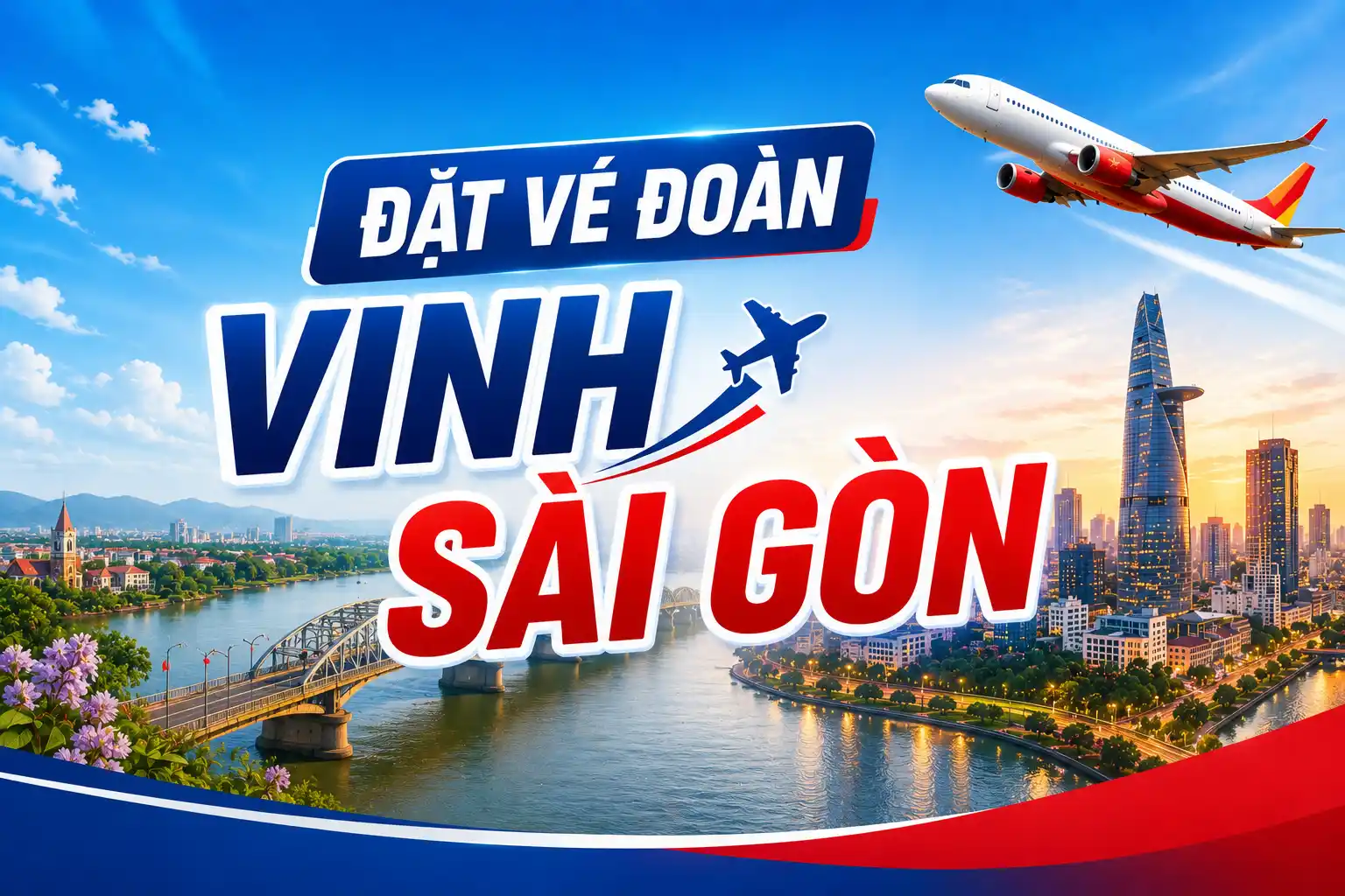 Đặt vé đoàn Vinh Sài Gòn giá tốt tại Vietjet (.net)