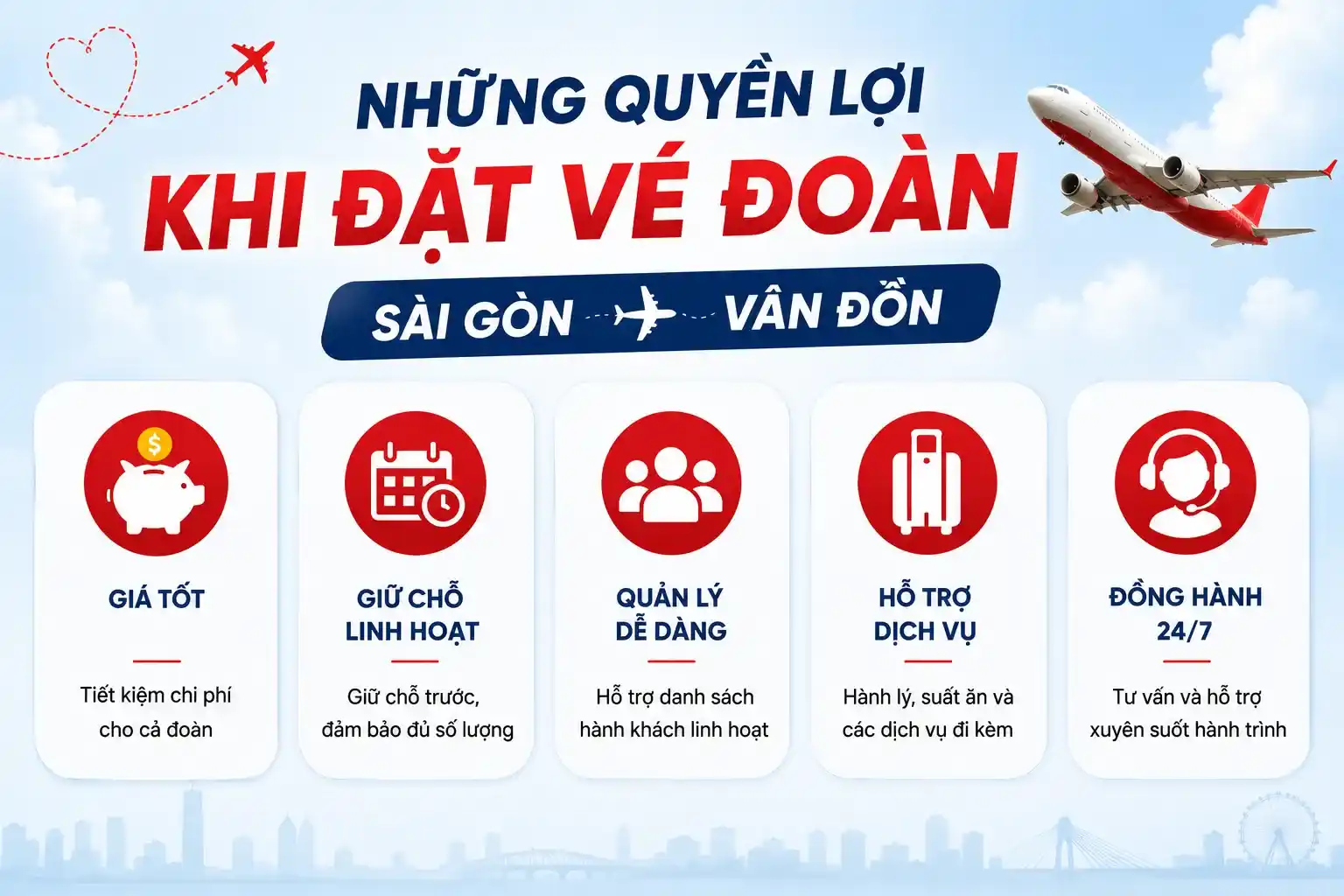 Những quyền lợi khi đặt vé đoàn Sài Gòn Vân Đồn