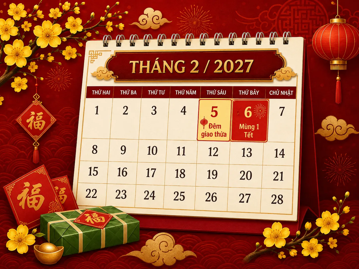 Lịch nghỉ Tết Nguyên Đán 2027
