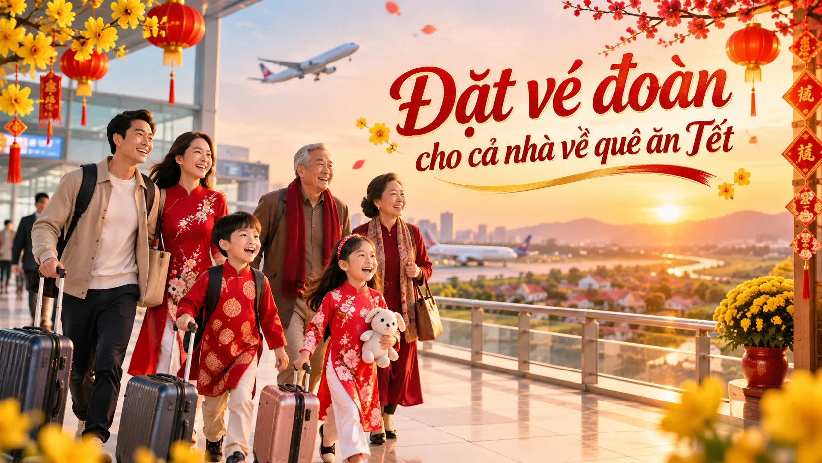 Đặt vé đoàn cho cả nhà về quê ăn Tết