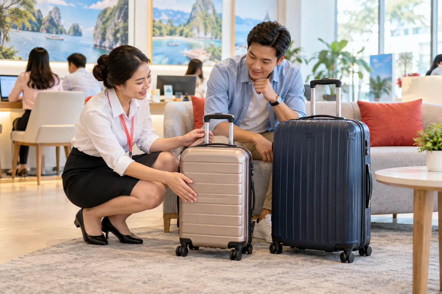 Nhân viên tư vấn hành lý xách tay và hành lý ký gửi